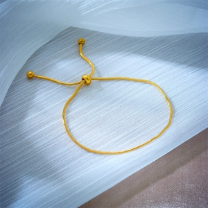 Minimalist gold titanium steel snake chain bracelet with adjustable sliding bead clasp