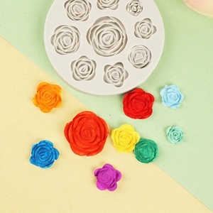 Moule en silicone 9 cavités fleurs de rose pour fondant et décoration en résine