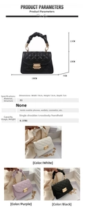 Detail view of quilted PU leather crossbody bag with pleated handle and metal buckle