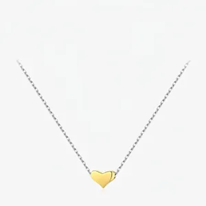 Minimalist Heart Pendant Necklace 925 Sterling Silver Adjustable Gold Plated Sweet Jewelry For Women Elegant Simple