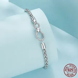 Elegant s925 sterling silver infinity symbol bracelet with delicate beaded chain design