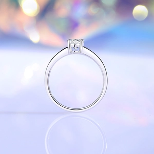 Elegant 0.5ct moissanite S925 sterling silver four-prong solitaire ring for women