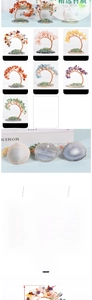 Detailed view of handmade crystal money tree with natural agate base and 5-8mm gemstones