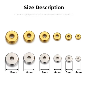 Größentabelle für 18k vergoldete Edelstahl-Abstandshalter von 4mm bis 10mm Durchmesser