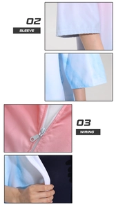Detail view of smooth zipper and precise stitching on gradient hooded beach poncho