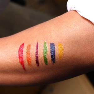 Rainbow waterproof temporary tattoos set with six vibrant colors for sports fans party