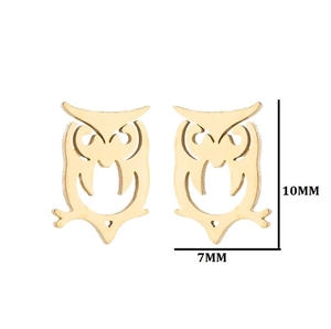 Boucles d'oreilles hibou en bois ajouré pour femme mesurant 10mm de haut et 7mm de large