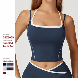 Damen High Intensity Yoga Sport BH Gefälschtes Zweiteiliges Halter Rücken Fitness Tank Top Laufen Workout Top