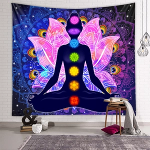 Tapisserie yoga chakra avec lotus mandala pour décoration murale et méditation