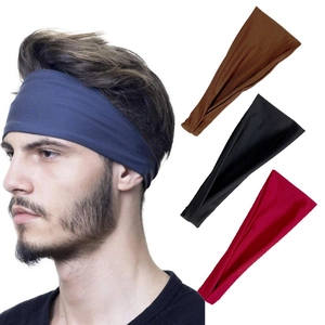Elastic sports headbands for running and fitness in navy blue, brown, black and burgundy