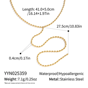 Spécifications détaillées des tailles pour collier en acier inoxydable doré
