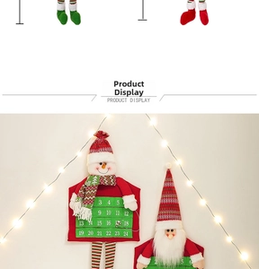 Hanging Christmas advent calendar with numbered pockets featuring snowman and Santa motifs