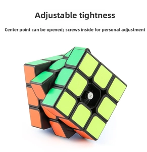 Macro shot showing the adjustable tension screw under the center cap of a 3x3 speed cube