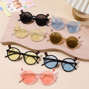 Kinder Sonnenbrille Runder Rahmen Hasenohren Dekoration Kunststoff UV Schutz Outdoor Strand Mode Brille Für Kleinkinder