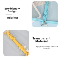Detail of high transparency glitter binder with flower zipper pull and colorful spine