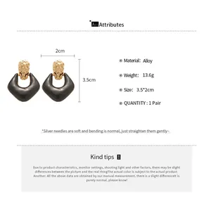 Size chart showing 3.5cm x 2cm pleated diamond drop earrings in alloy and silver needles