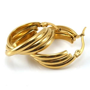 18K gold-plated stainless steel multi-layered geometric hoop earrings for women