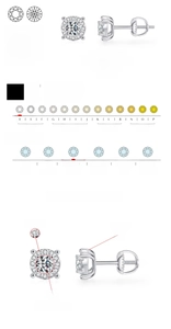 Detailed view of S925 silver stud earrings with D color VVS1 moissanite stones