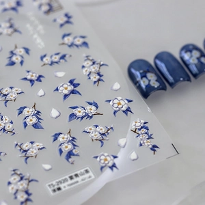 Elegant 3D Relief Camellia Flower Nail Art Stickers PET Adhesive Chinese Style Floral Nail Decals For Women Daily Manicure Decor