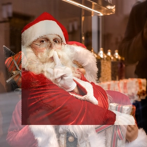 Christmas Santa Claus window decal with perforated PVC material for holiday car decoration