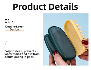 Detail of the dual-layer silicone scalp brush with removable green and yellow casing