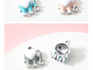 Detailed view of colorful elephant charms with enamel finish for DIY children bracelets