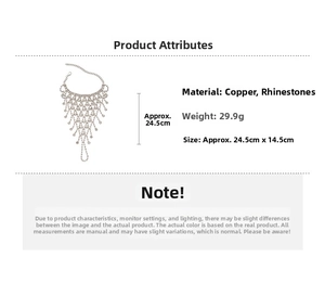 Detailed view of luxury silver rhinestone tassel bracelet with full size measurements