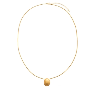 Minimalist gold plated oval pendant necklace with elegant snake chain for women