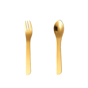 Creative gold stainless steel fork and spoon set for dessert and coffee stirring