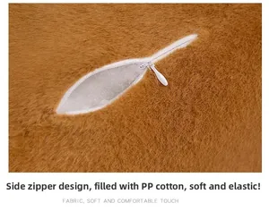 Detail shot of hidden side zipper and soft white PP cotton stuffing on capybara plush