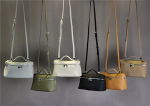 Litchi pattern leather crossbody bags in six colors with zippers and adjustable straps