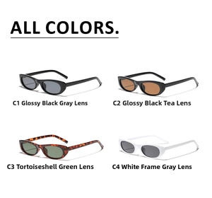 Detailed grid view showcasing four color variants of Y2K rectangular tortoiseshell sunglasses