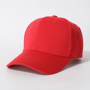 Minimalist red cotton baseball cap in solid color with classic six-panel design