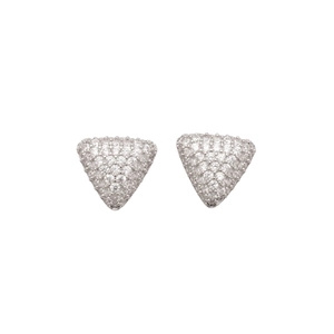 Boucles d'oreilles triangle en argent avec zircons clairs pour femmes style épuré