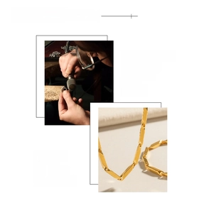 Macro detail of 18K gold plated chain necklace showing expert hand polishing and plating