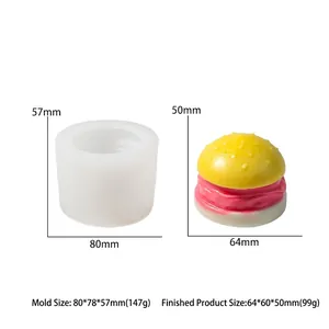 Gedetailleerde siliconen mal voor DIY-hamburgers met afgewerkt model en afmetingen