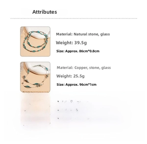 Details zu Vintage-Halskette aus Stein und Glas mit Maßen und Spezifikationen