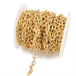 7mm gold-plated stainless steel curb link chain on a spool for DIY hip-hop jewelry making
