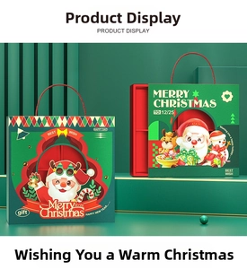 Christmas gift bags with Santa Claus illustrations and red handles for holiday sweets