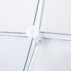 Detailed close-up of reinforced steel wire frame and fine breathable mesh food cover