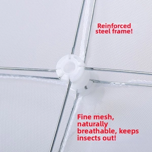 Detailed close-up of reinforced steel wire frame and fine breathable mesh food cover