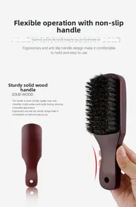 Ergonomic walnut wood beard brush with high density bristles for professional styling