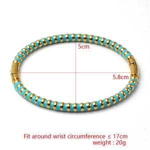 5mm blue enamel and gold stainless steel bangle with dimensions and weight specs