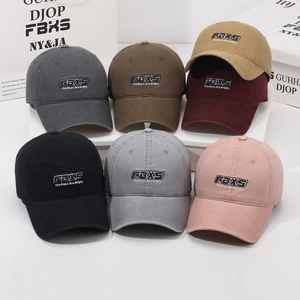 Classic washed cotton baseball caps with FBXS embroidery in multiple vintage colors