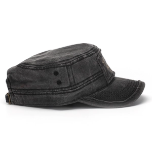 Vintage washed canvas cadet hat in dark grey with adjustable buckle and side vents
