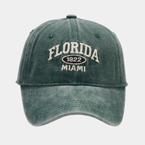 Broderie détaillée FLORIDA 1822 MIAMI sur casquette de baseball en coton vert forêt