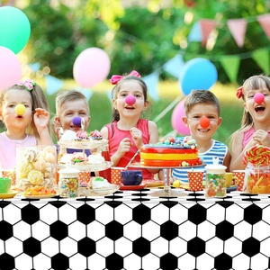 Soccer ball pattern disposable plastic tablecloth for birthday party and game celebrations