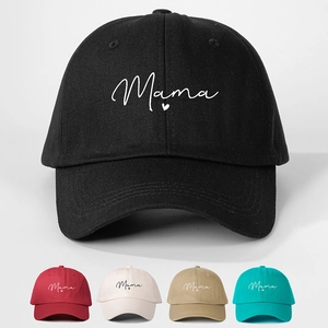 Mama Embroidered Baseball Cap Heart Pattern Polyester Adjustable Curved Brim Casual Hat For Women