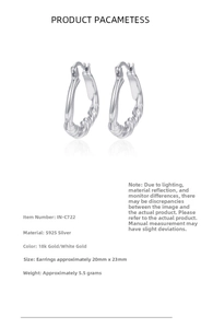 Close-up of S925 sterling silver knotted hoop earrings with 20mm by 23mm dimensions