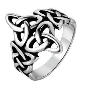 Vintage Celtic Knot stainless steel ring with oxidized silver finish for women